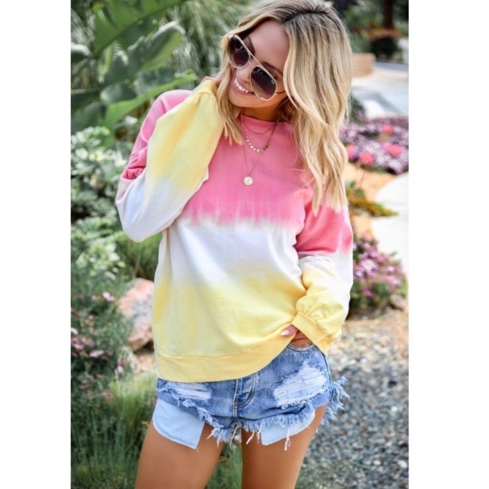 Just 1 Left ✨ Pink Tie Dye Print Long Sleeve Top